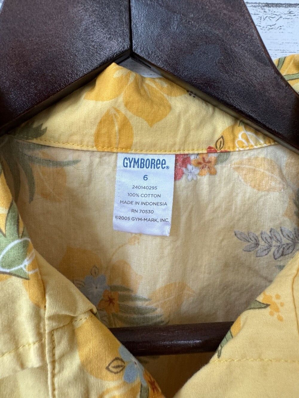 Vintage Gymboree Boys Surf Island Pineapple Tropical Yellow Hawaiian Shirt Sz 6 - Picture 5 of 8